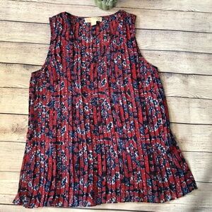 Michael Kors Pleated Print Sleeveless Top Size M